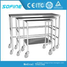 SF-HW1101 hospital ues stainless steel hospital crash cart medical trolley